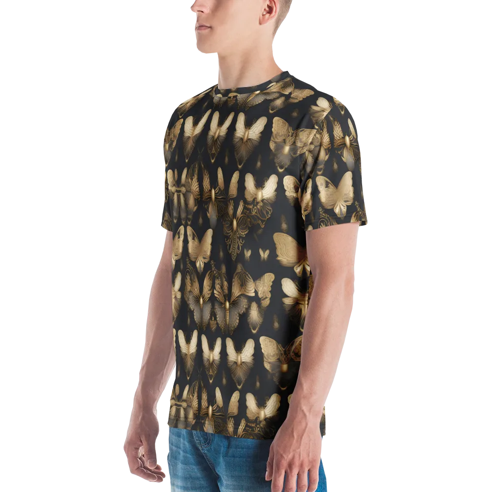Gilded Moth Nocturne on Men's Crew Neck T-Shirt — Left
