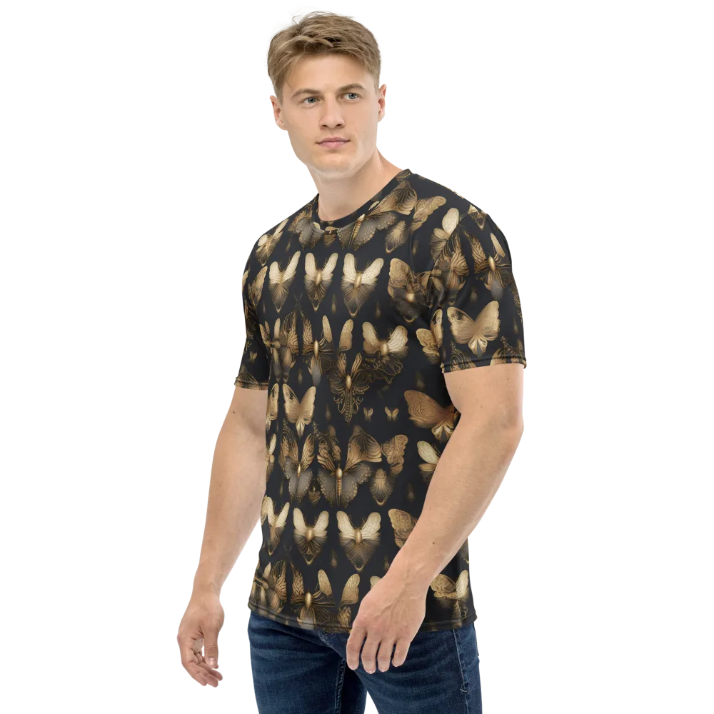 Gilded Moth Nocturne on Men's Crew Neck T-Shirt — Left