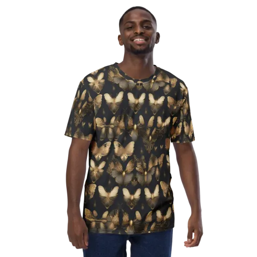 Gilded Moth Nocturne on a Men's Crew Neck T-Shirt