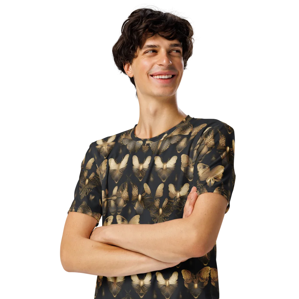 Gilded Moth Nocturne on Men's Crew Neck T-Shirt — Left Front