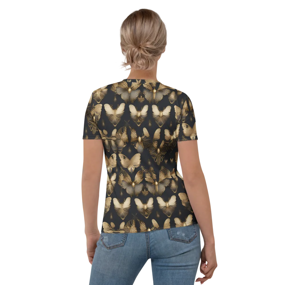 Gilded Moth Nocturne on Women's Crew Neck T-Shirt — Back