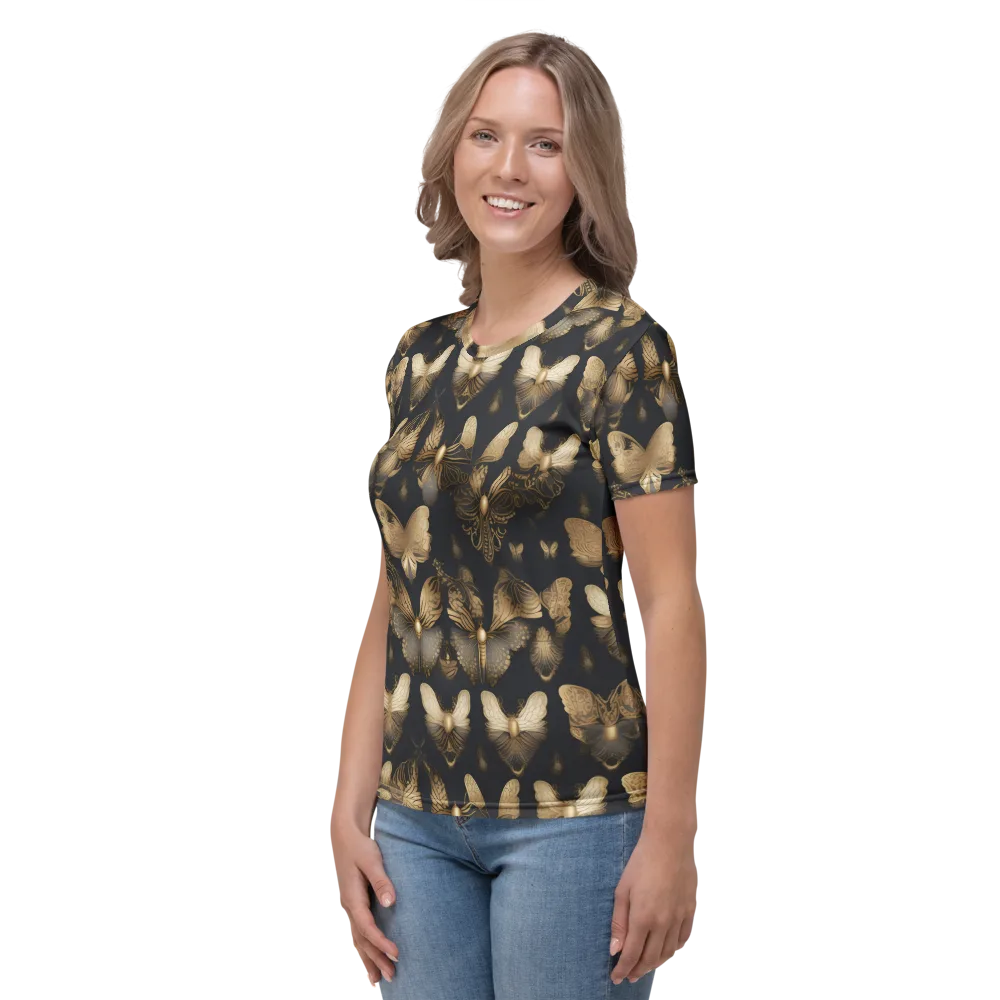 Gilded Moth Nocturne on Women's Crew Neck T-Shirt — Left
