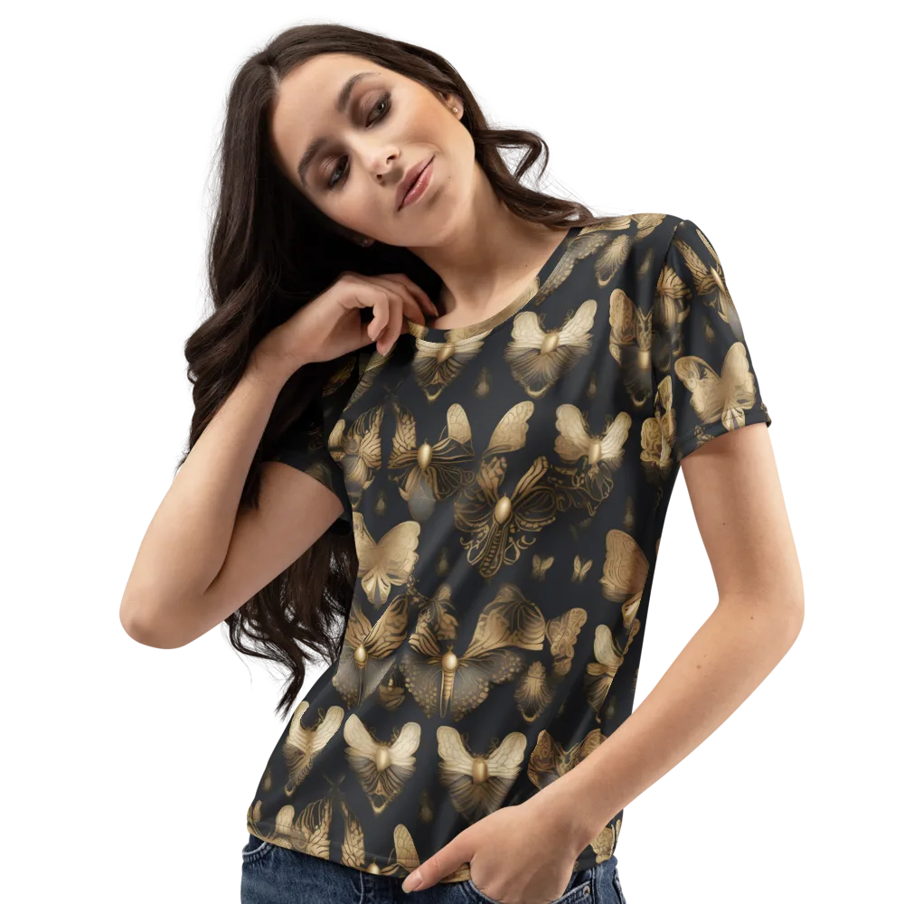 Gilded Moth Nocturne on Women's Crew Neck T-Shirt — Left Front