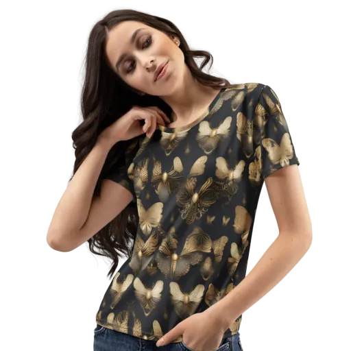 Gilded Moth Nocturne on a Women's Crew Neck T-Shirt