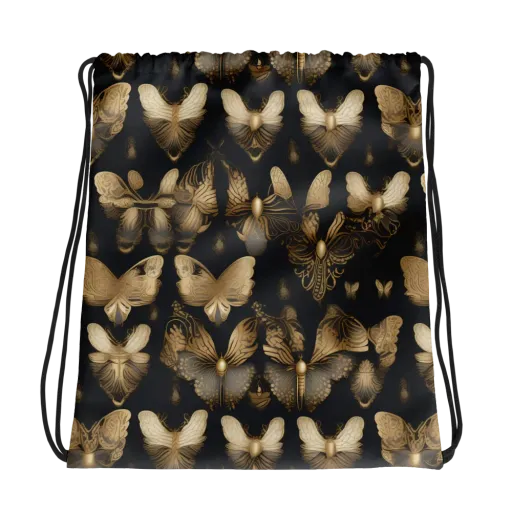 Gilded Moth Nocturne on a Drawstring Bag