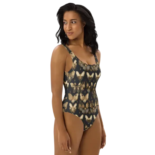 Gilded Moth Nocturne on a One-Piece Swimsuit