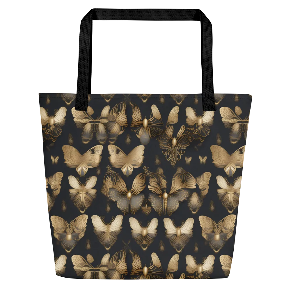 Gilded Moth Nocturne on Large Tote Bag W/ Pocket — Front