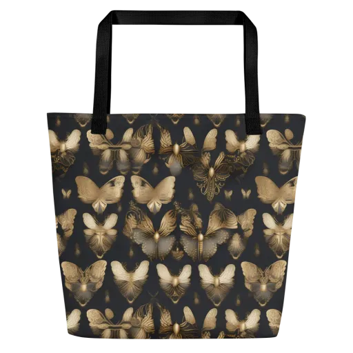 Gilded Moth Nocturne on a Large Tote Bag W/ Pocket