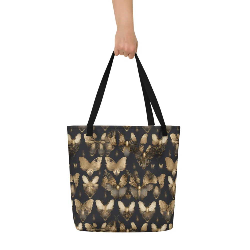 Gilded Moth Nocturne on Large Tote Bag W/ Pocket — Front