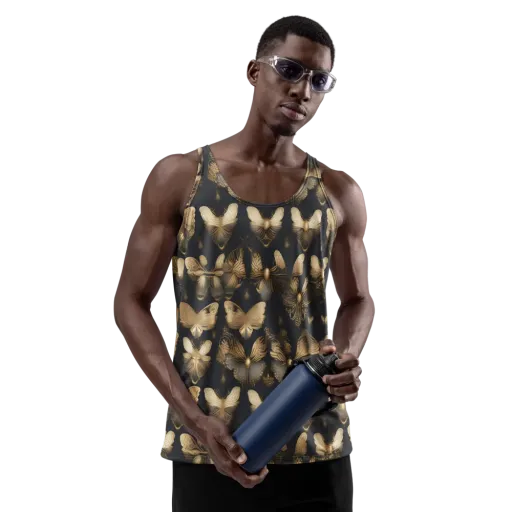 Gilded Moth Nocturne on a Men's Tank Top