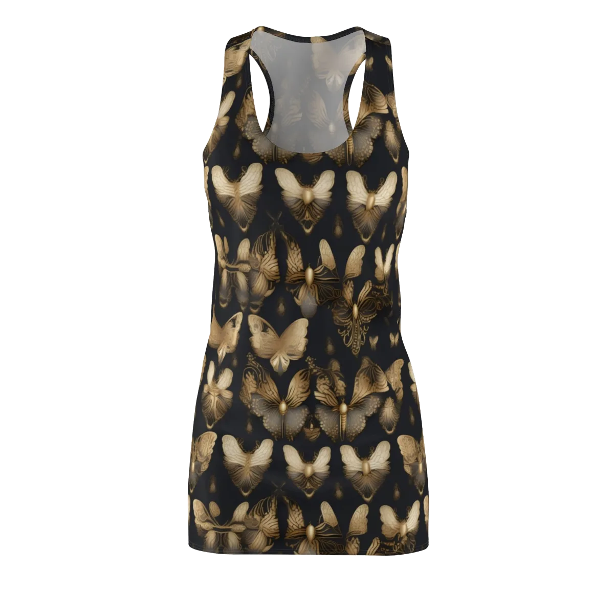Gilded Moth Nocturne on Racerback Dress — Front