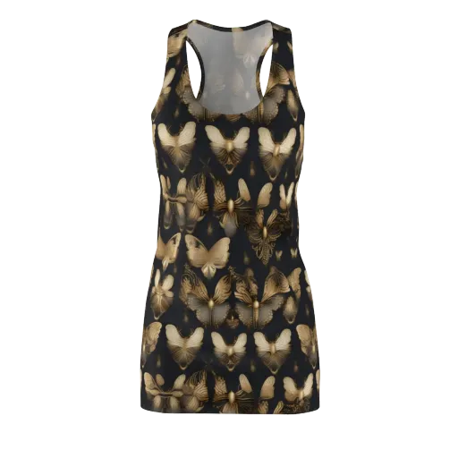 Gilded Moth Nocturne on a Racerback Dress