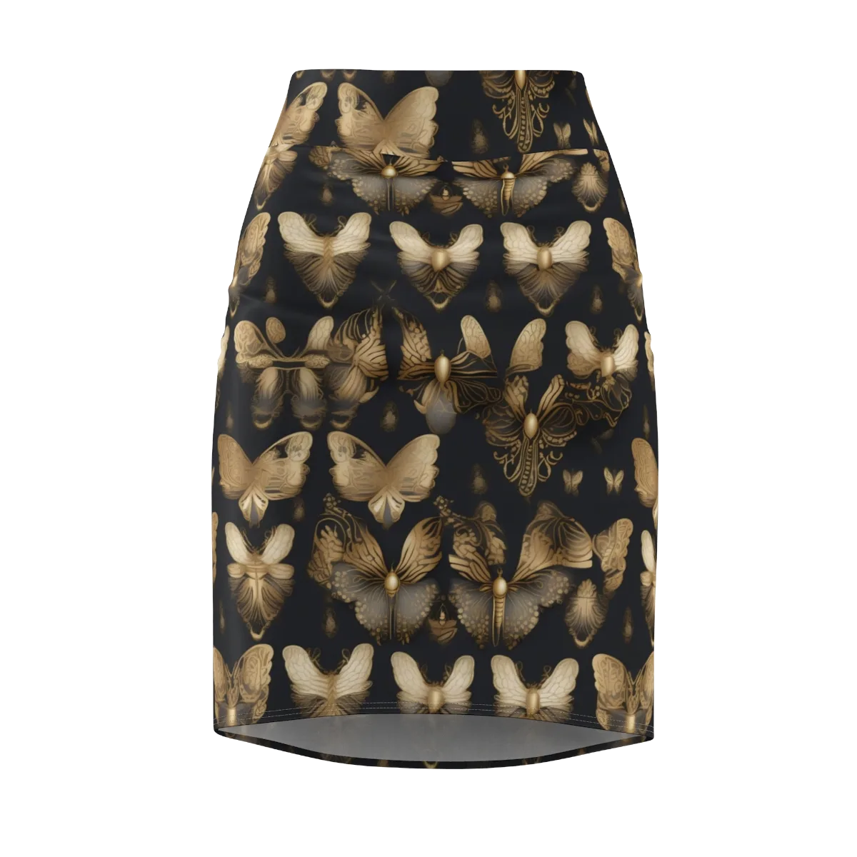 Gilded Moth Nocturne on Pencil Skirt — Front