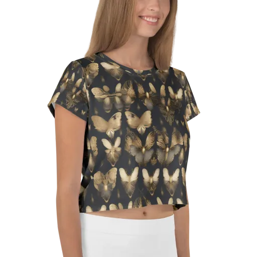 Gilded Moth Nocturne on a Crop Tee