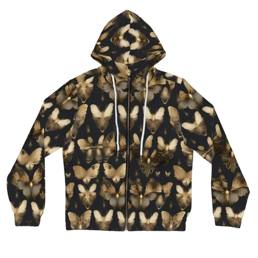 Gilded Moth Nocturne on a Women's Full-Zip Hoodie