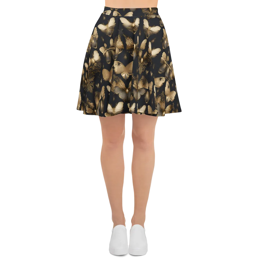 Gilded Moth Nocturne on Skater Skirt — Front