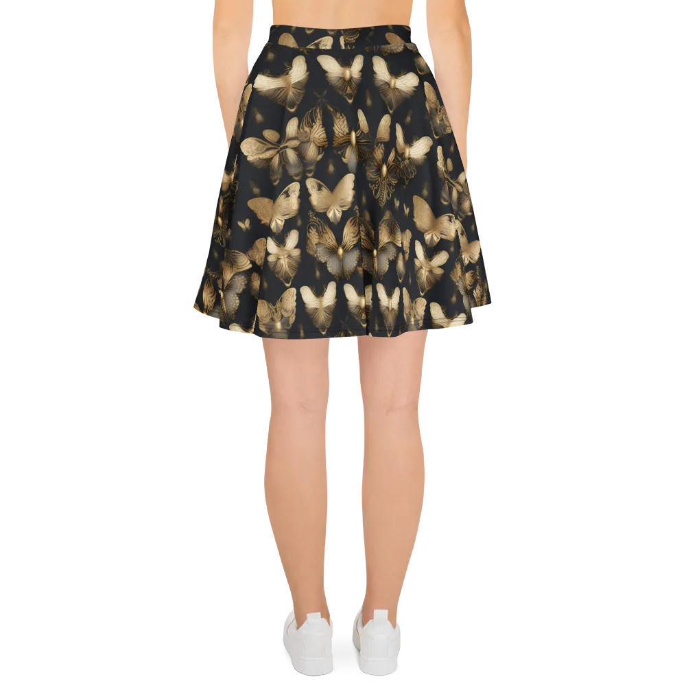 Gilded Moth Nocturne on Skater Skirt — Back