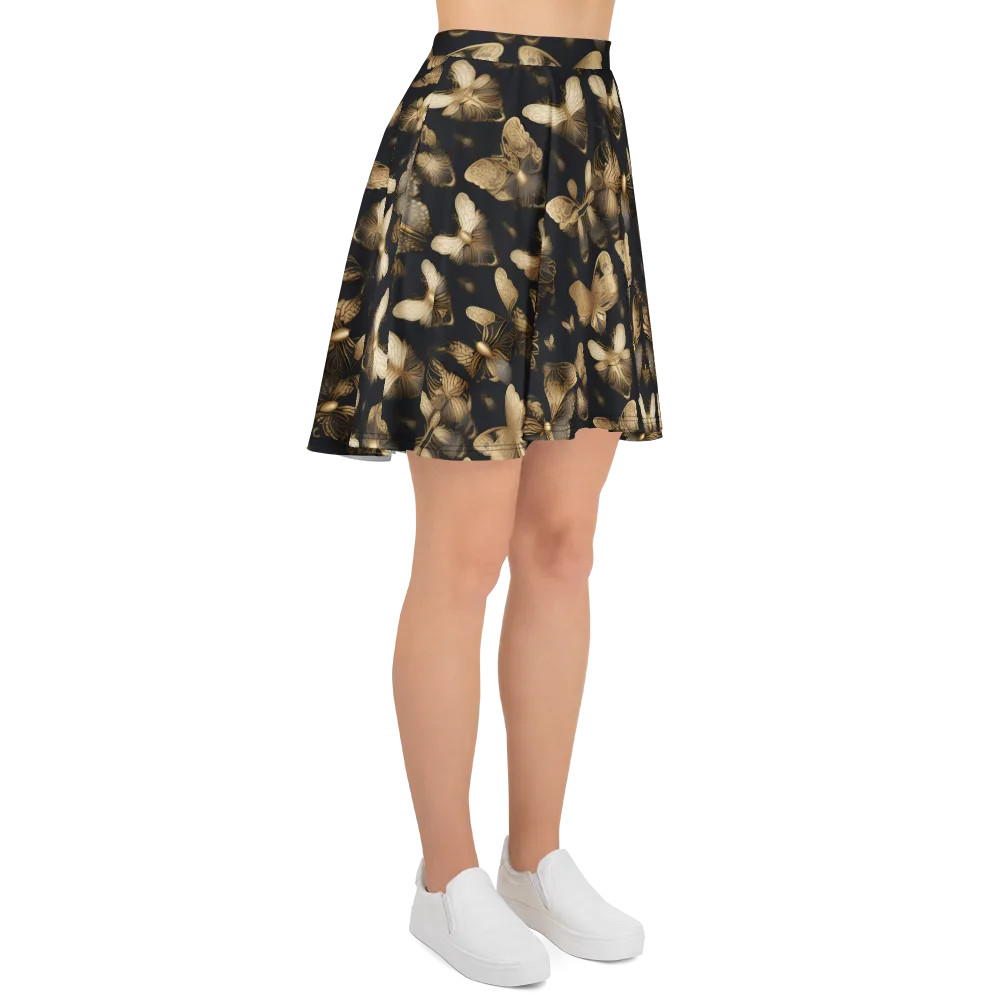 Gilded Moth Nocturne on Skater Skirt — Right