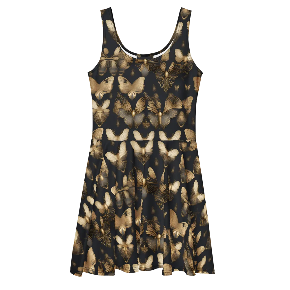 Gilded Moth Nocturne on Skater Dress — Front