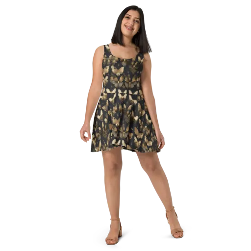Gilded Moth Nocturne on a Skater Dress