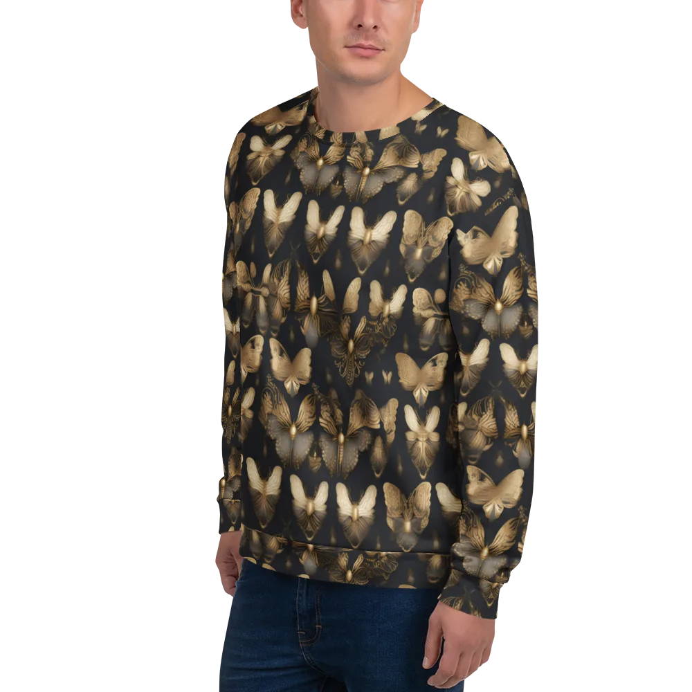 Gilded Moth Nocturne on Sweatshirt — Left Front