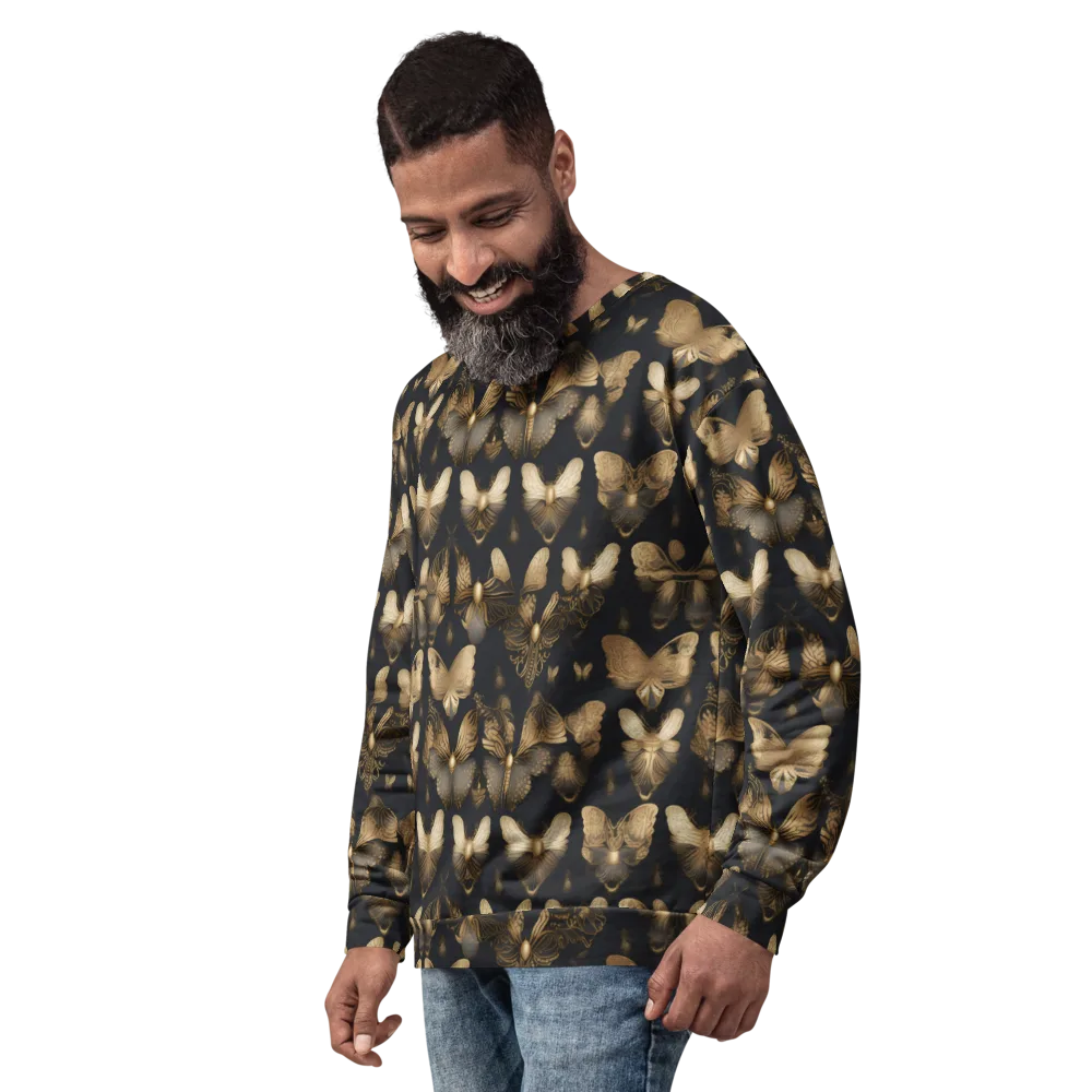 Gilded Moth Nocturne on Sweatshirt — Left Front