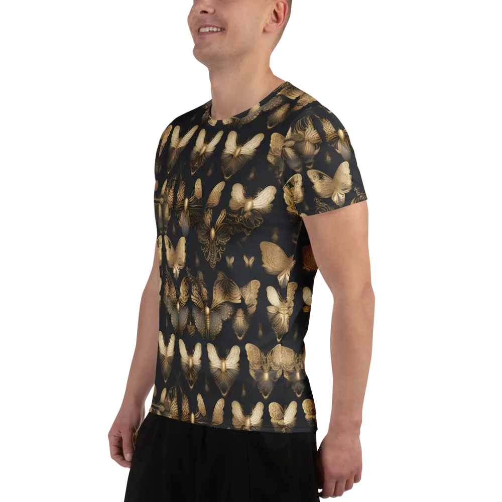 Gilded Moth Nocturne on Men's Athletic T-Shirt — Left