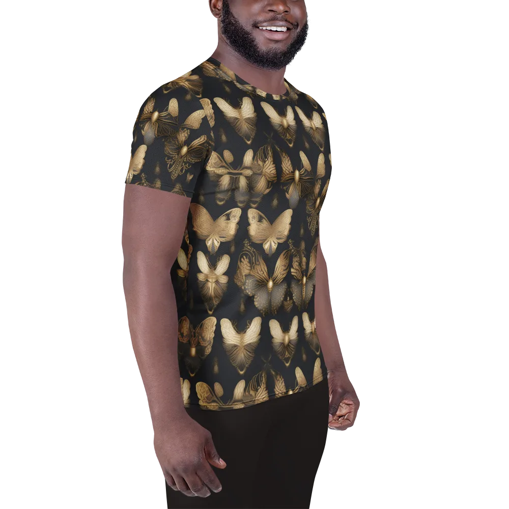 Gilded Moth Nocturne on Men's Athletic T-Shirt — Right