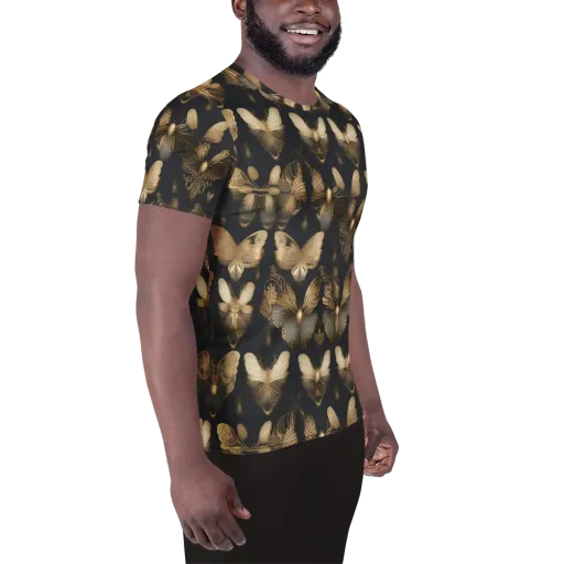 Gilded Moth Nocturne on a Men's Athletic T-Shirt