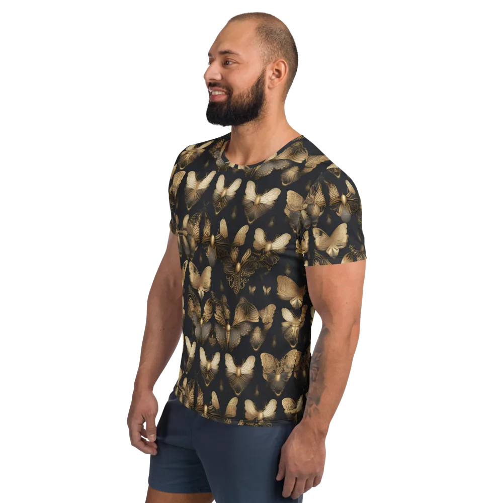 Gilded Moth Nocturne on Men's Athletic T-Shirt — Left
