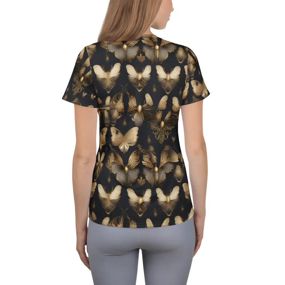 Gilded Moth Nocturne on Women's Athletic T-Shirt — Back
