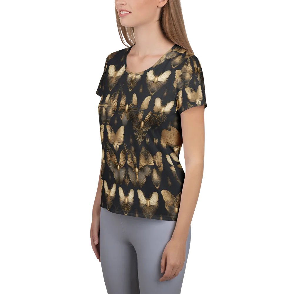 Gilded Moth Nocturne on Women's Athletic T-Shirt — Left