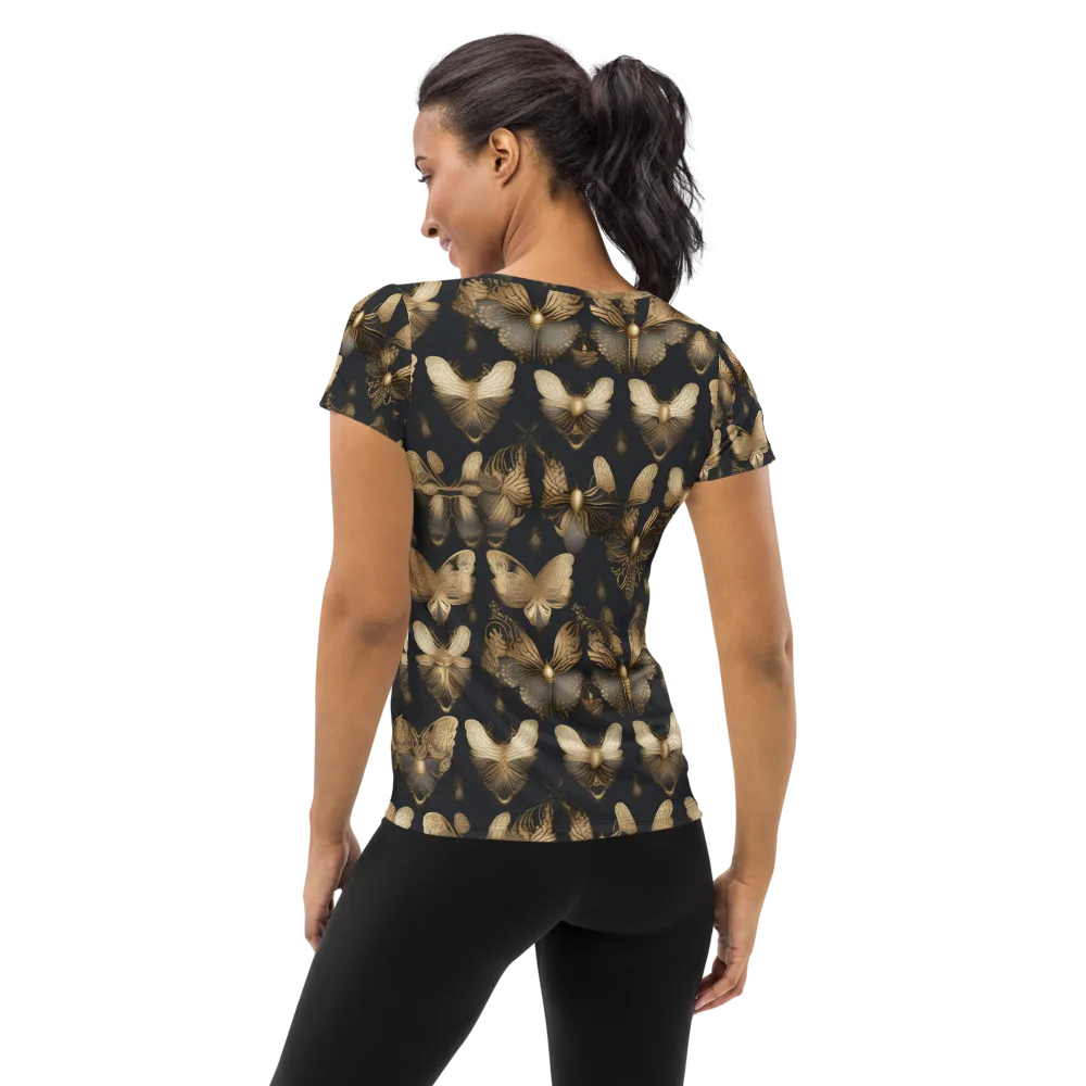 Gilded Moth Nocturne on Women's Athletic T-Shirt — Back