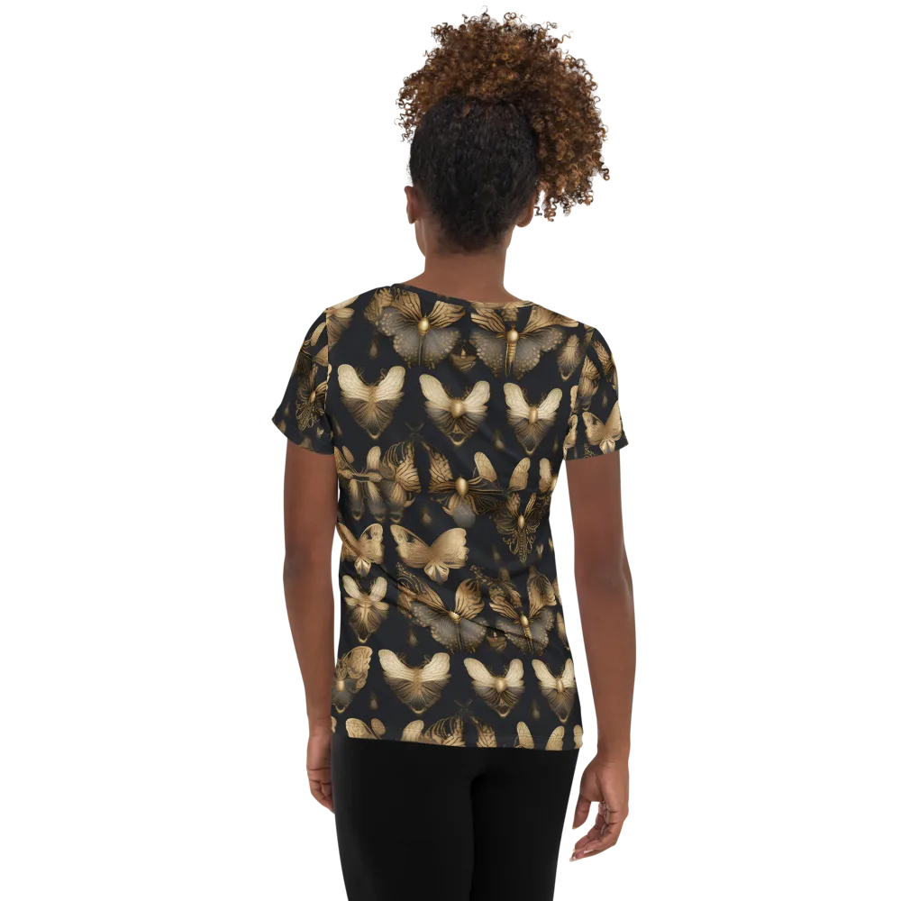 Gilded Moth Nocturne on Women's Athletic T-Shirt — Back