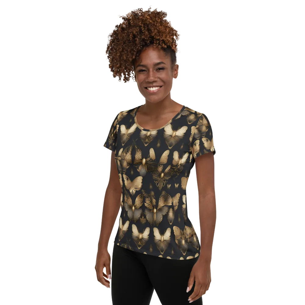 Gilded Moth Nocturne on Women's Athletic T-Shirt — Left