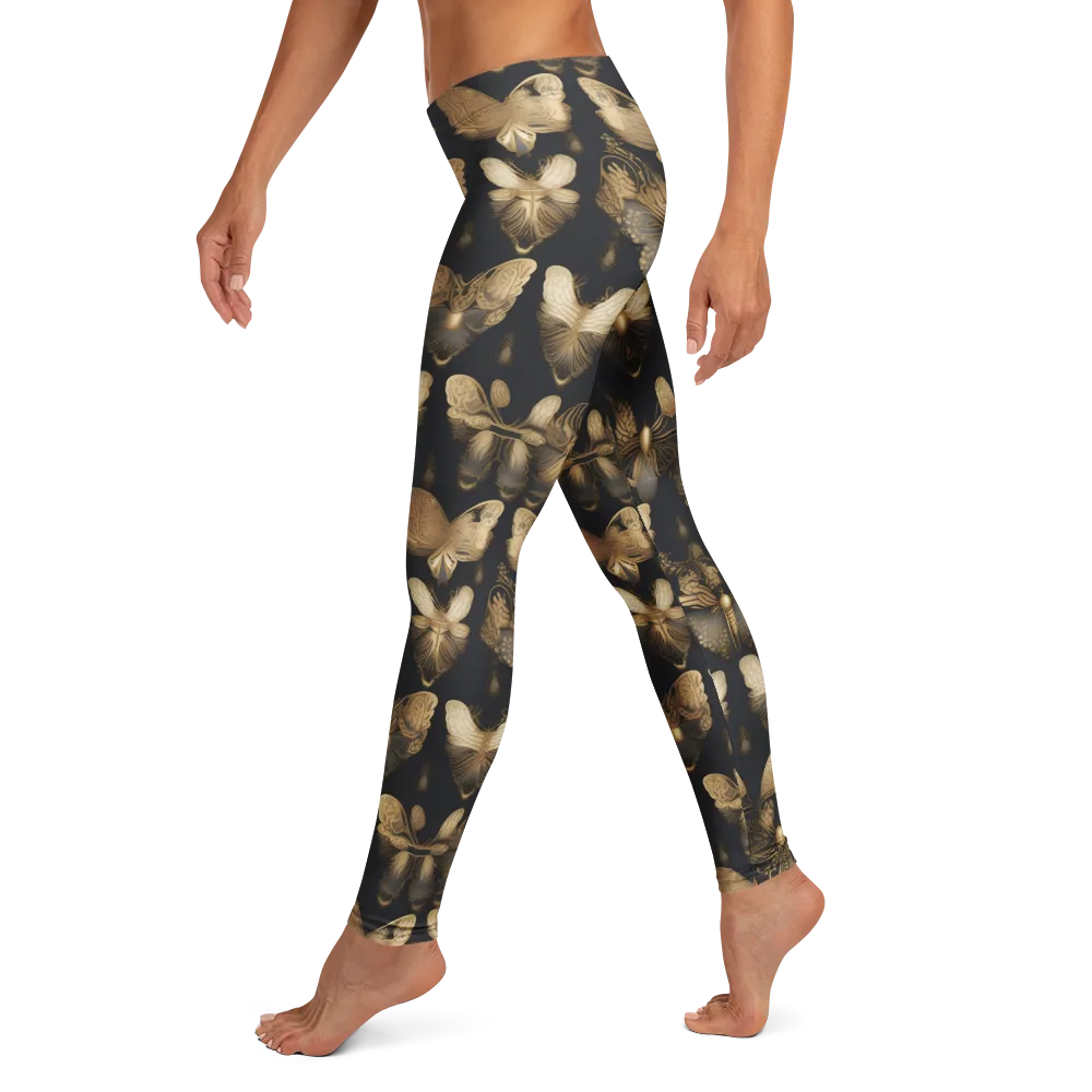 Gilded Moth Nocturne on Leggings — Left