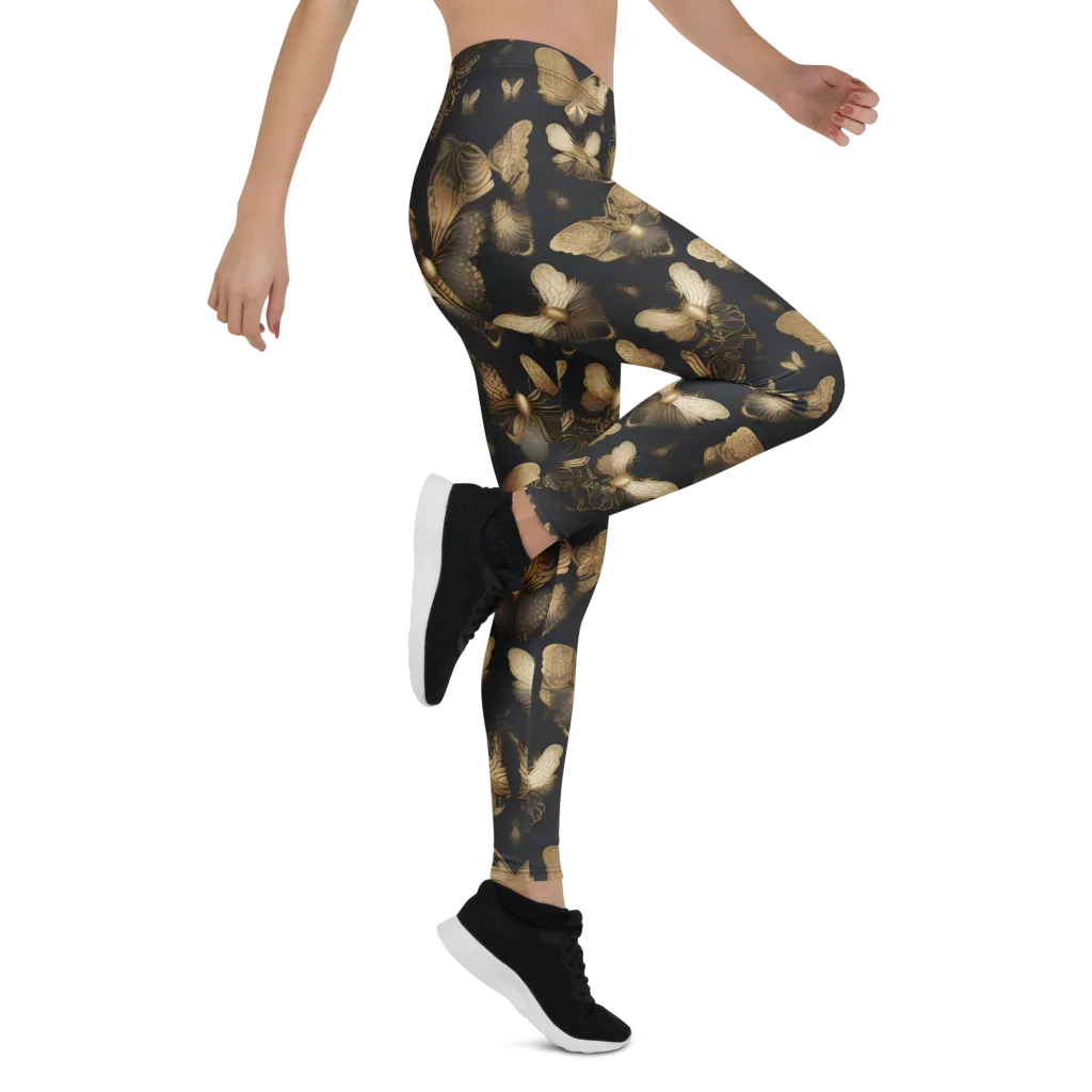 Gilded Moth Nocturne on Leggings — Right