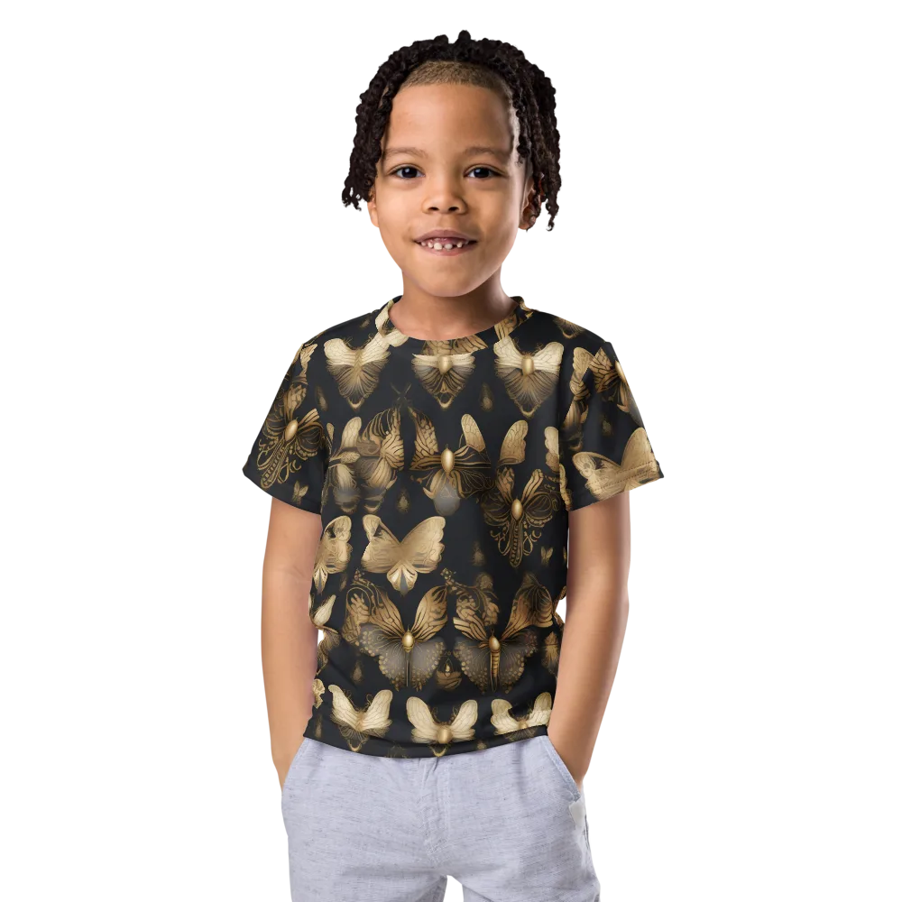 Gilded Moth Nocturne on Kids Crew Neck T-Shirt — Front