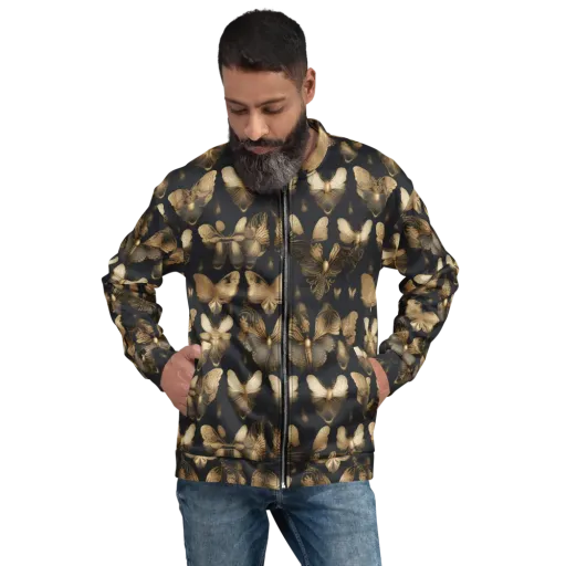 Gilded Moth Nocturne on a Bomber Jacket