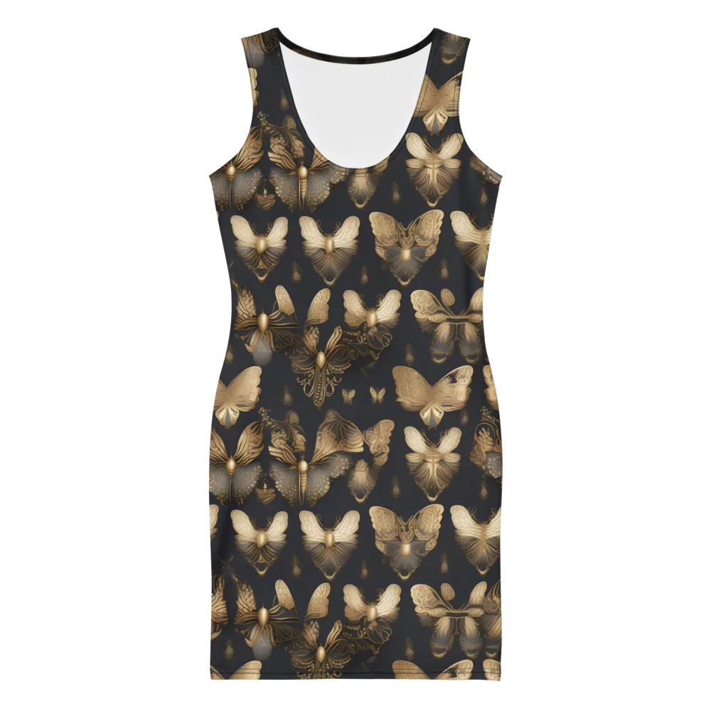 Gilded Moth Nocturne on Bodycon Dress — Front