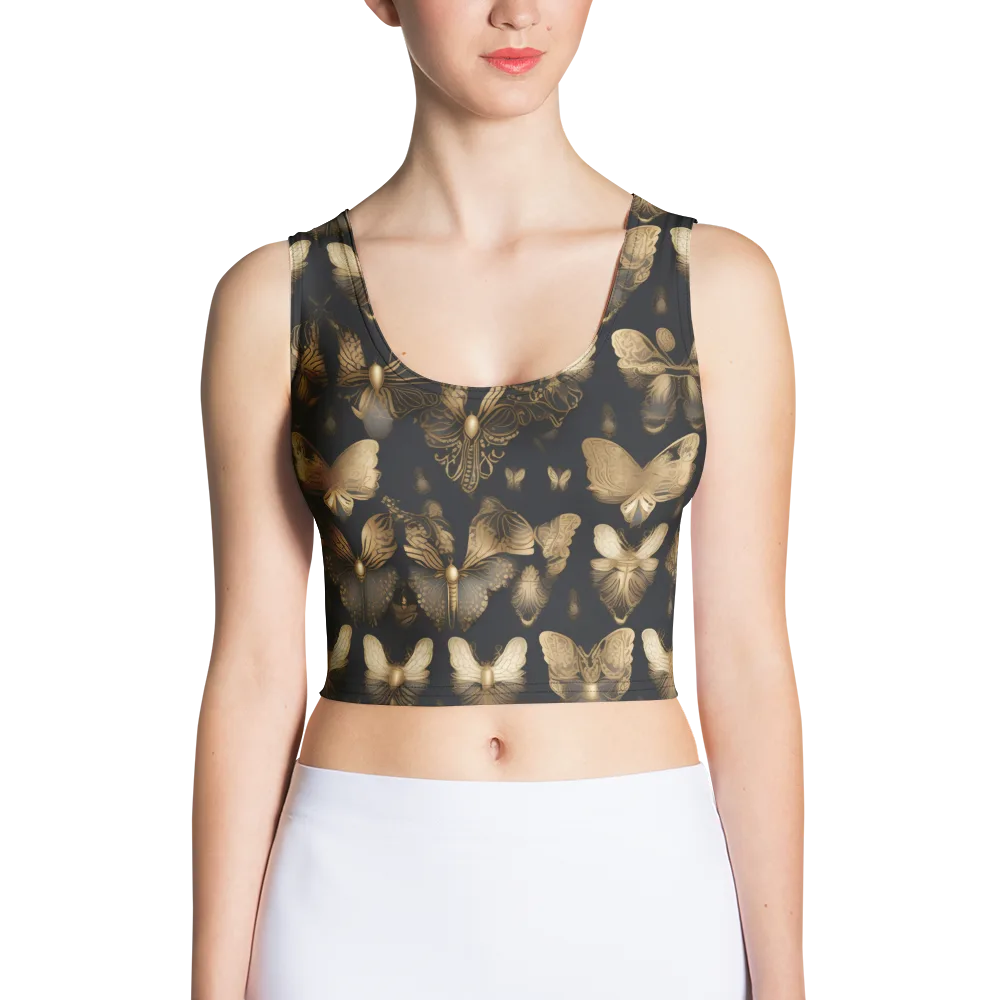 Gilded Moth Nocturne on Crop Top — Front