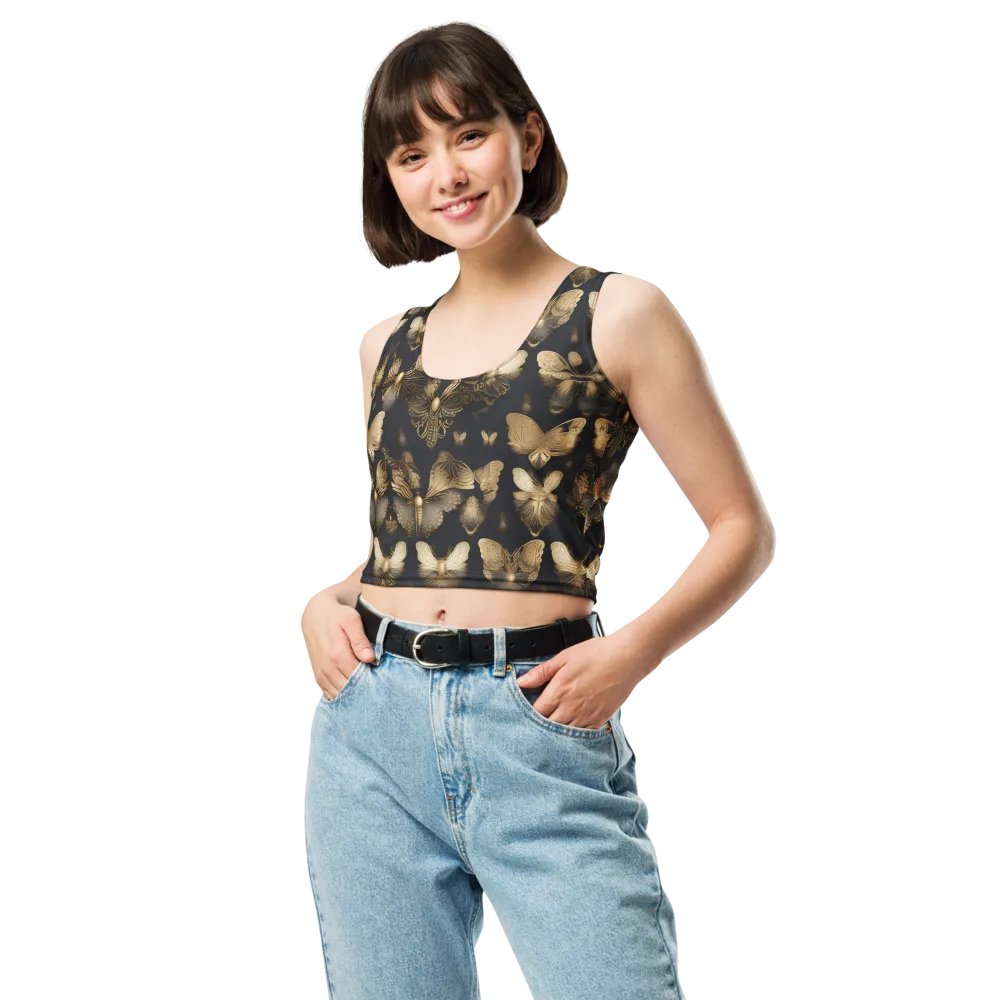 Gilded Moth Nocturne on Crop Top — Front