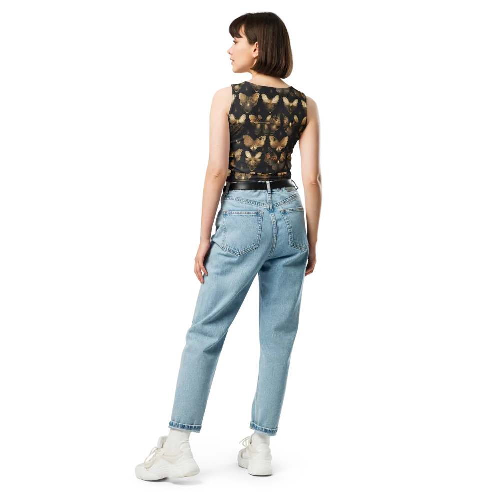 Gilded Moth Nocturne on Crop Top — Back