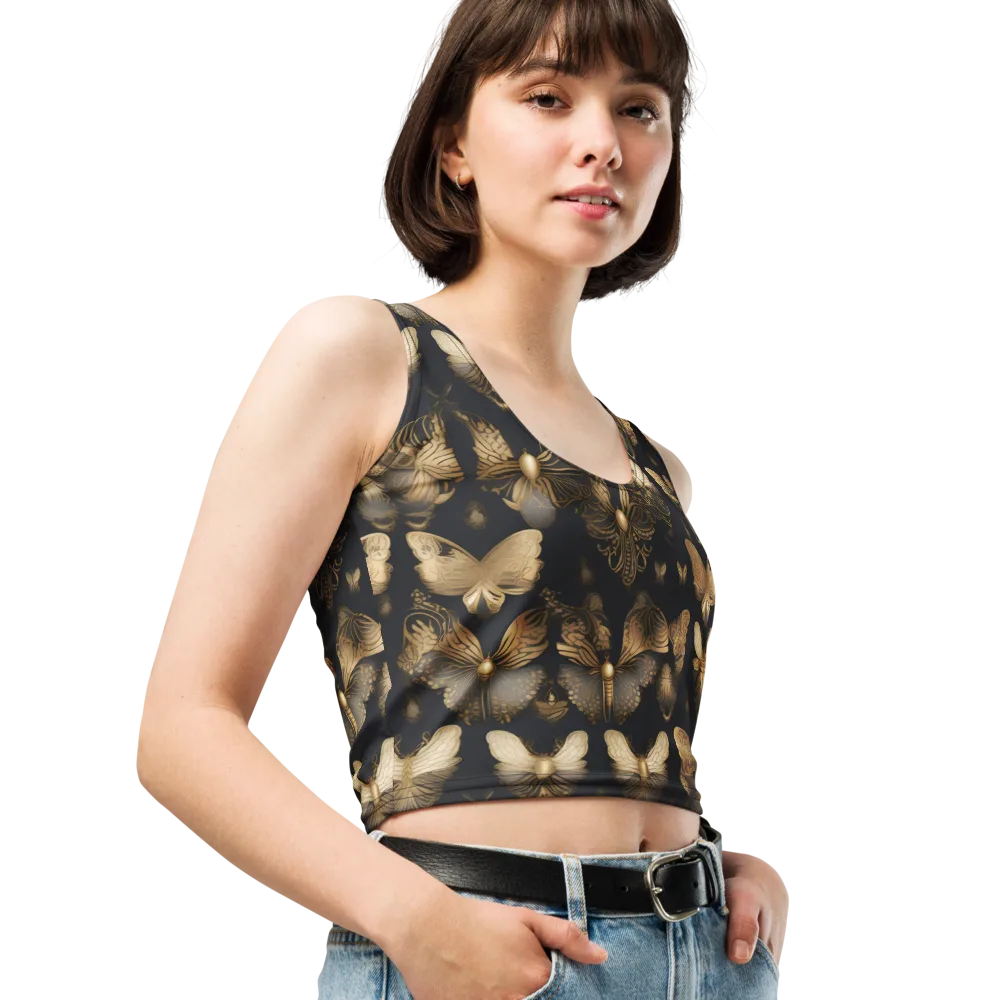 Gilded Moth Nocturne on Crop Top — Right Front
