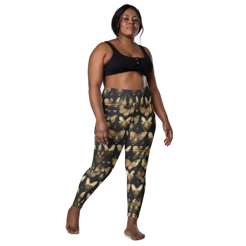 Gilded Moth Nocturne on Leggings with Pockets — Front