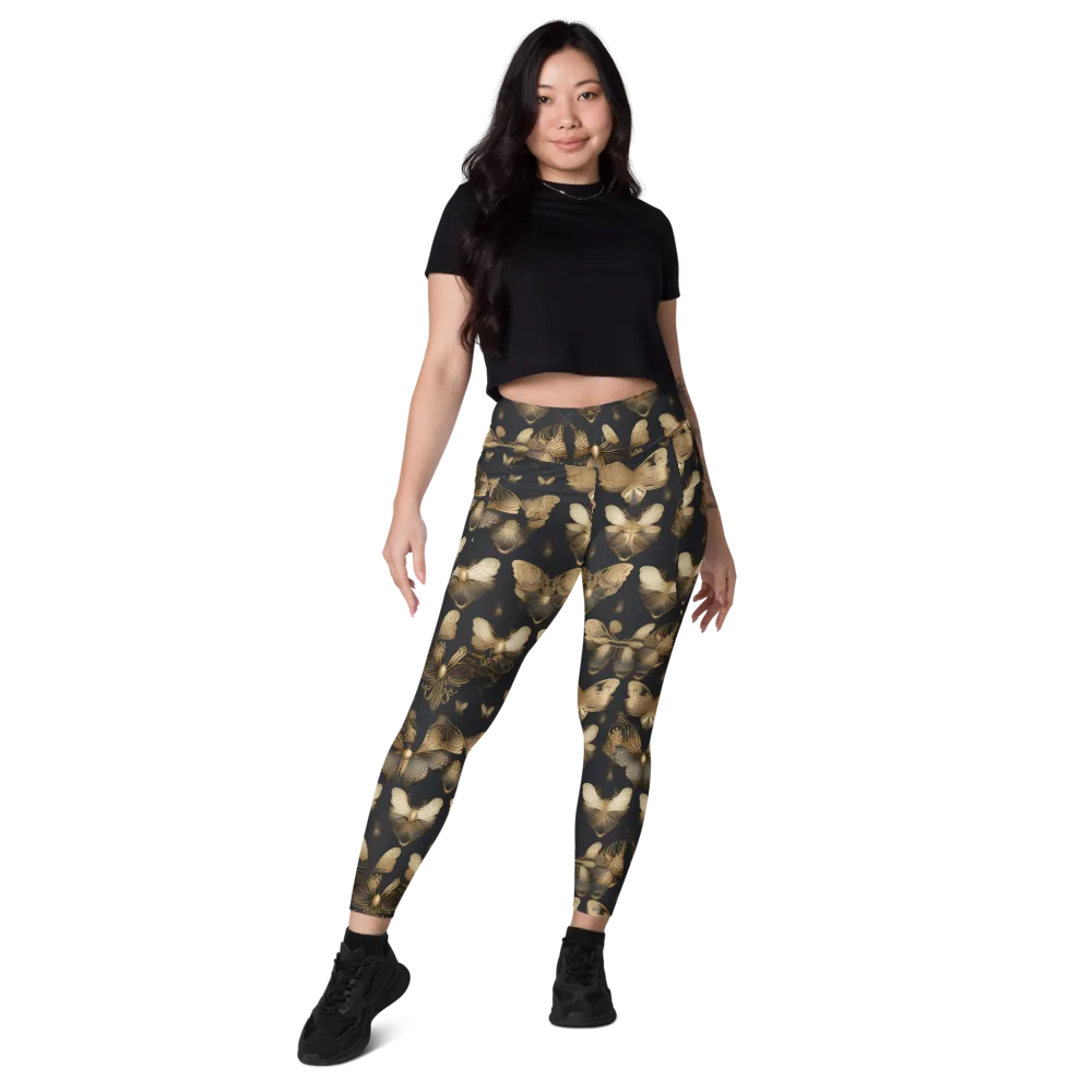 Gilded Moth Nocturne on Leggings with Pockets — Front