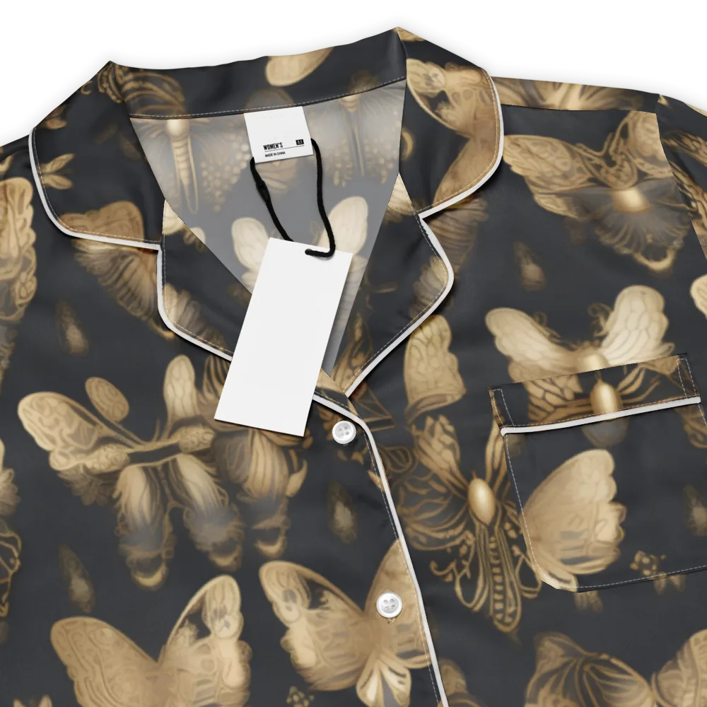 Gilded Moth Nocturne on Women's Short Sleeve Pajama Top — Product details