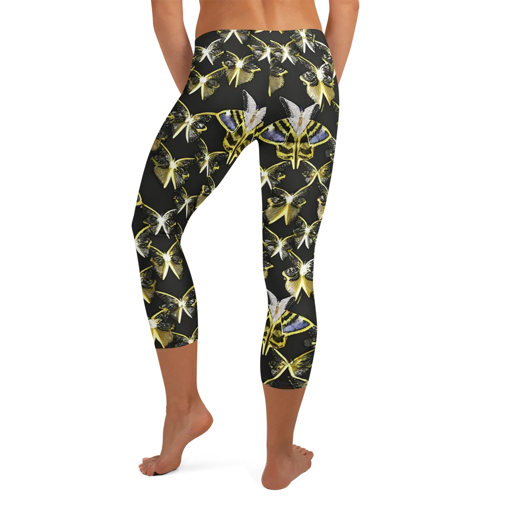 Nocturne Moths on Capri Leggings — Back