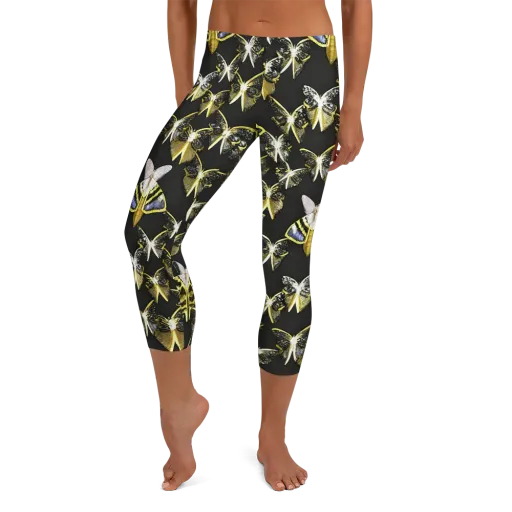 Nocturne Moths on a Capri Leggings