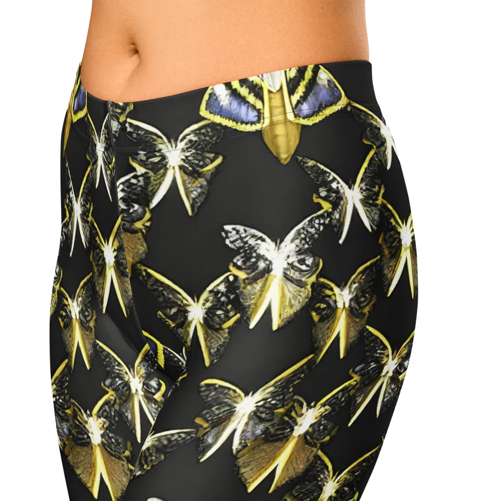 Nocturne Moths on Capri Leggings — Zoomed-in